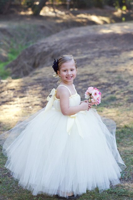 Princess White Puffy Tutu Dress Flower Girl Dress Ball Gown For